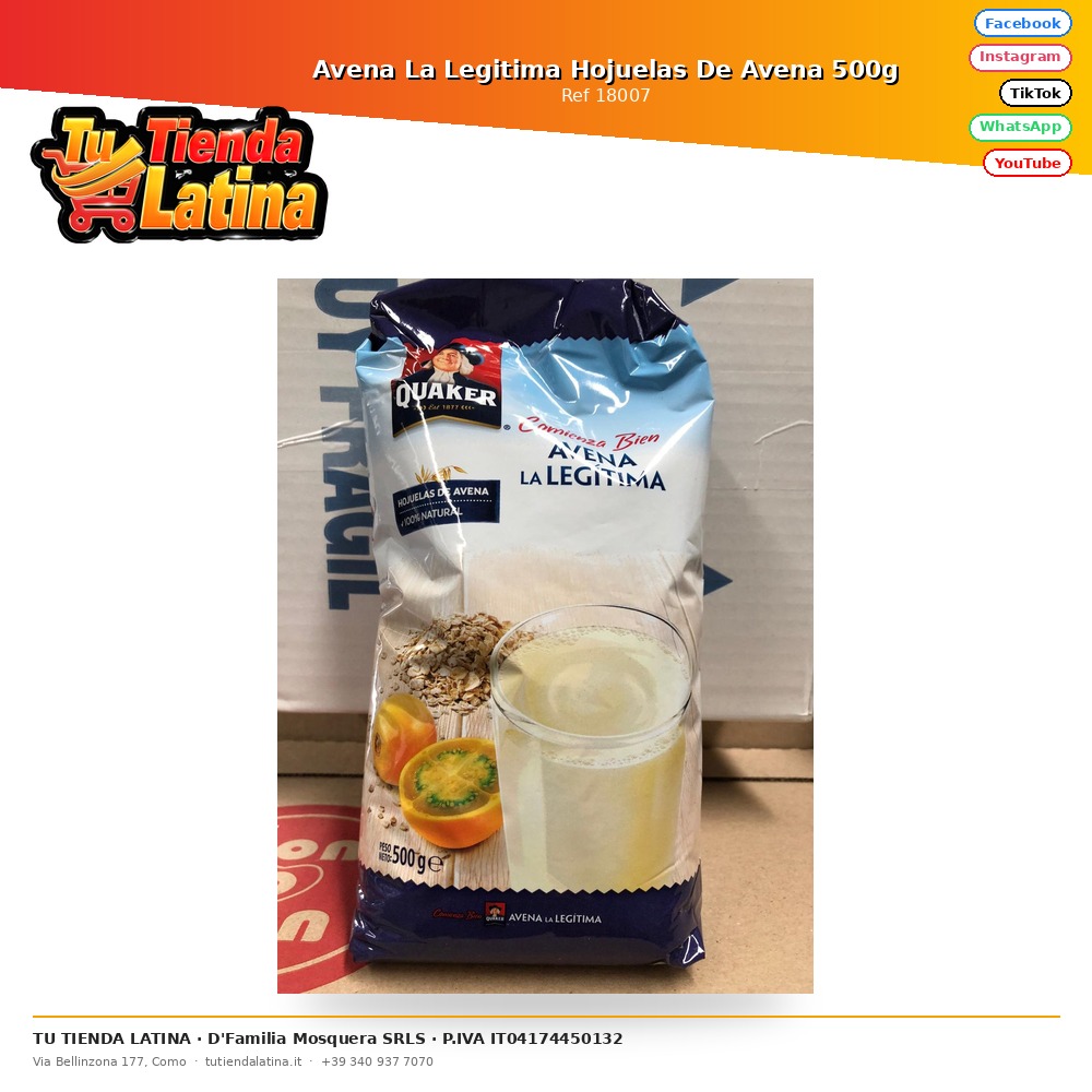 Avena La Legitima Hojuelas De Avena 500g