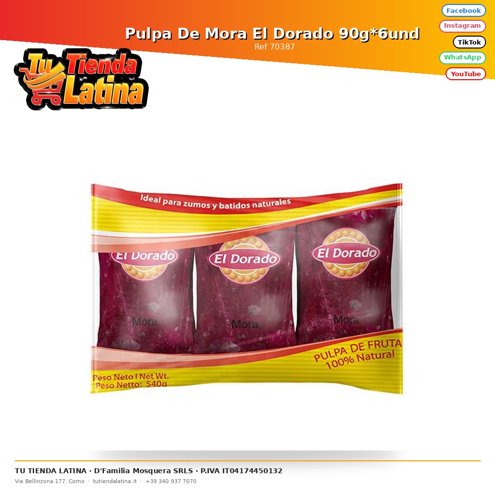 Pulpa De Mora El Dorado 90g*6und 