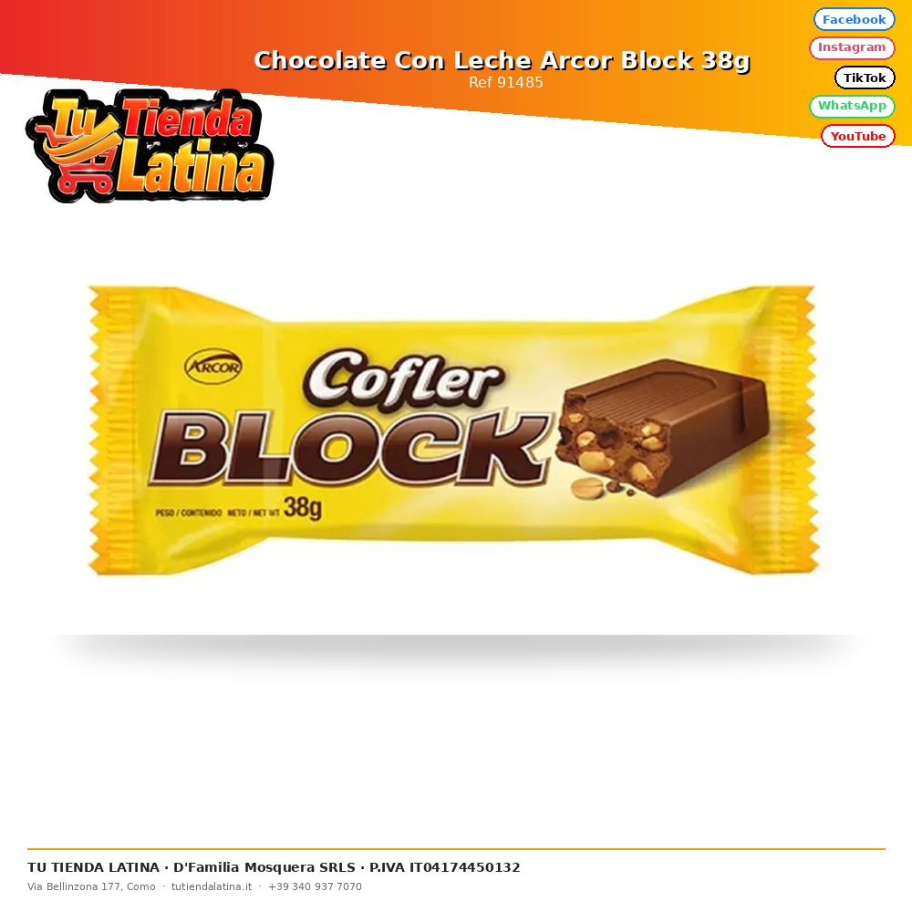 Chocolate Con Leche Arcor Block 38g 