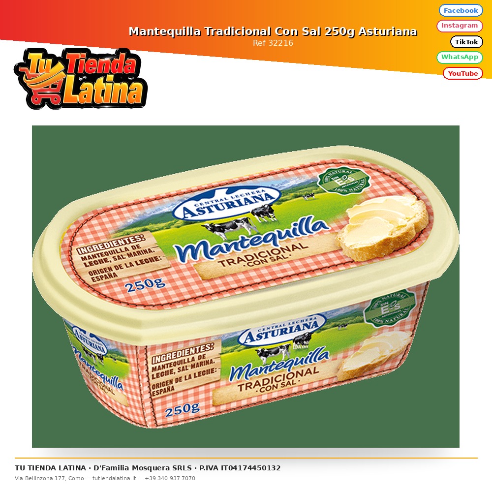 Mantequilla Tradicional Con Sal 250g Asturiana