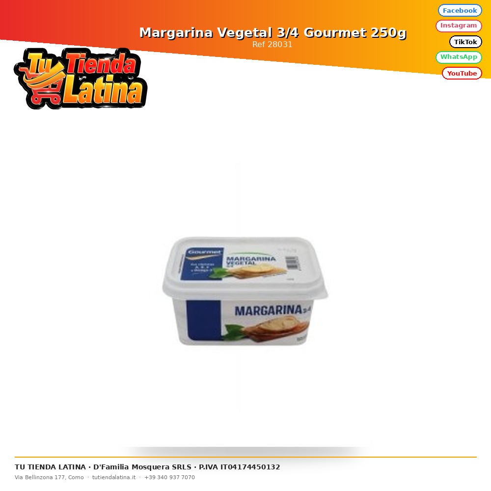 Margarina Vegetal 3/4 Gourmet 250g