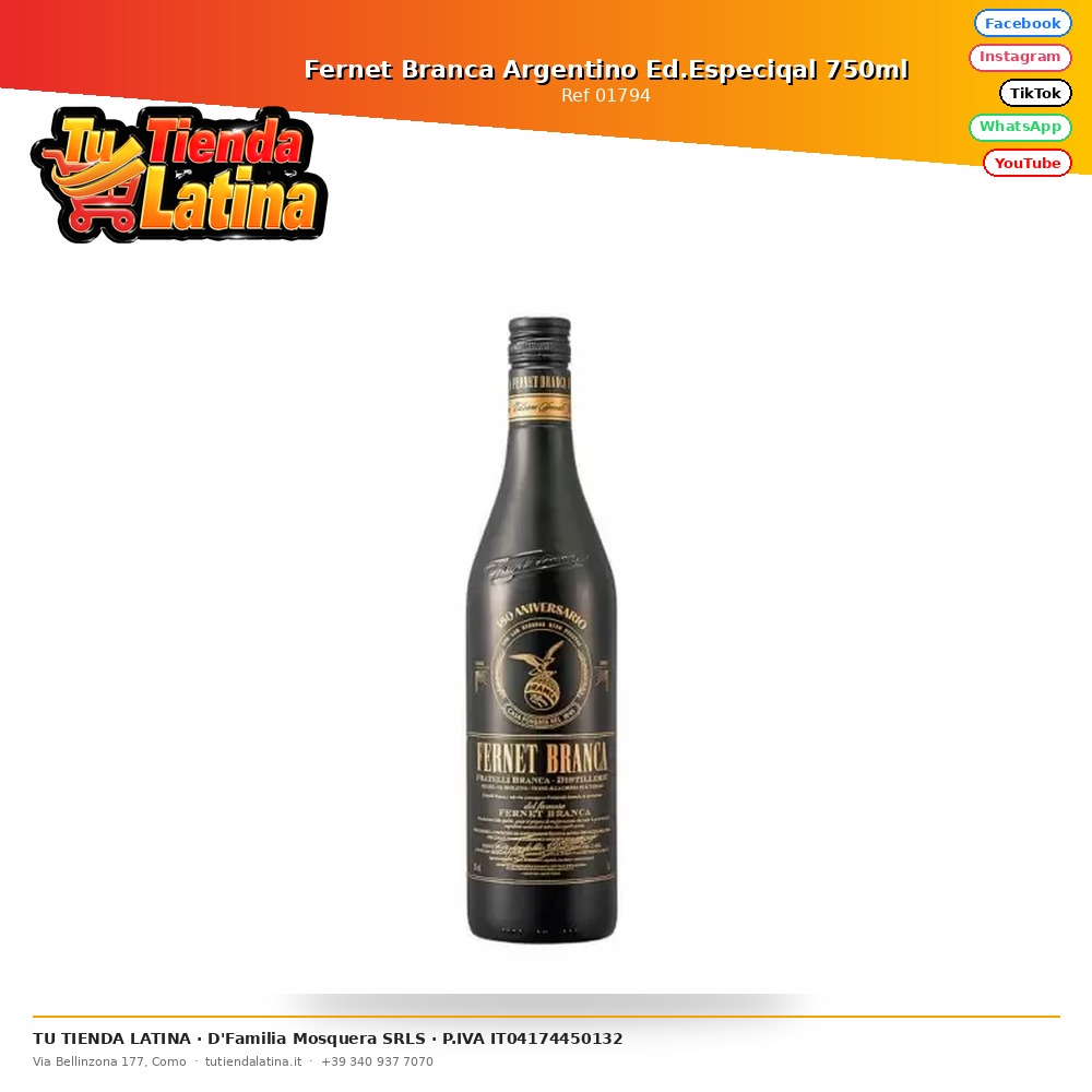 Fernet Branca Argentino Ed.Especiqal 750ml